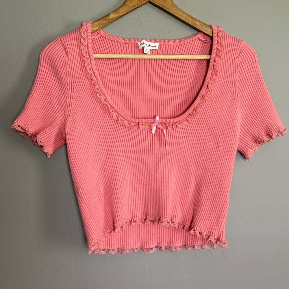 For Love & Lemons Calla Ribbed Knit Top Size Medium - Picture 2 of 10